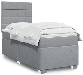 vidaXL Κρεβάτι Boxspring με Στρώμα Ανοιχτό Γκρι 80x200 εκ. Υφασμάτινο