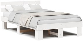 vidaXL Κρεβάτι Πλατφόρμα με Κεφαλάρι Λευκό 120x200 εκ. Μασίφ Ξύλο Πεύκου