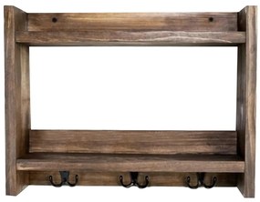 ράφι τοίχου-κρεμάστρα jeff καρυδί ξύλο 43x11.5x32cm - art-14870230