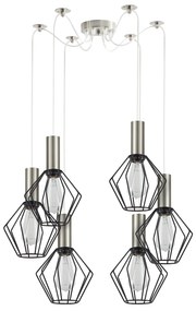 SE21-NM-4-NM6-GR1 ADEPT TUBE Nickel Matt Pendant Black Metal Grid+