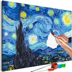 Πίνακας ζωγραφικής με αριθμούς αναπαραγωγή Vincent van Gogh - Starry Night - 60x40