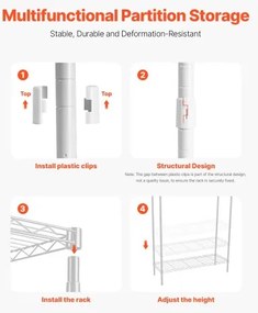 VEVOR Over Washer and Dryer Storage Shelf Two Row 5 Tiers Washer Rack White