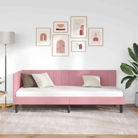 vidaXL Κρεβάτι Γωνίας με κεφαλάρι Ροζ 80 x 200 cm Βελούδο