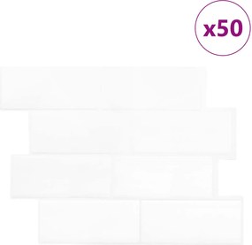 vidaXL Πλακάκι Subway 50 pcs Λευκό 29 x 21 εκ Πολυουρεθάνη και PET