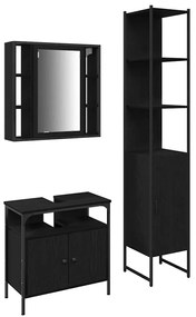 vidaXL Σετ Ντουλαπιών Μπάνιου 3 pcs Μαύρη δρυς 33 x 33 x 185.5 εκ