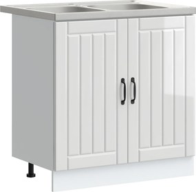 vidaXL Βάση νιπτήρα με αποθήκευση Lucca 2 pcs Υψηλής γυαλάδας λευκό
