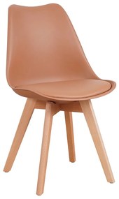 Καρέκλα ArteLibre GROUGH Cappuccino PP/PU/Ξύλο 49x56x83cm