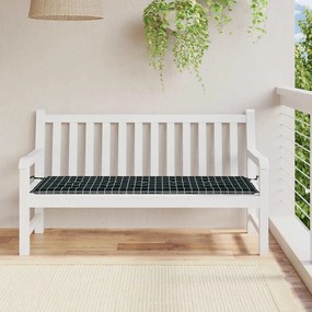 vidaXL Μαξιλάρι Πάγκου Κήπου Μαύρο Καρό 150x50x4 εκ. Ύφασμα Oxford