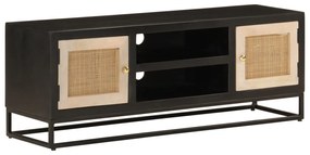 Έπιπλο Τηλεόρασης Μαύρο 110x30x40εκ.Μασίφ Ξύλο Μάνγκο &amp; Σίδηρος - Μαύρο