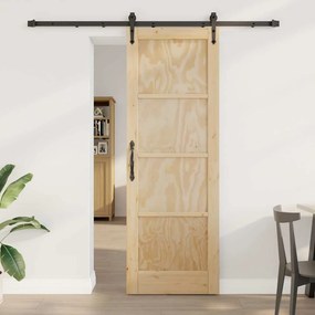 vidaXL Συρόμενη Πόρτα  με Σετ Εξαρτημάτων 73.5x211 εκ. Μασίφ Ξύλο Πεύκου
