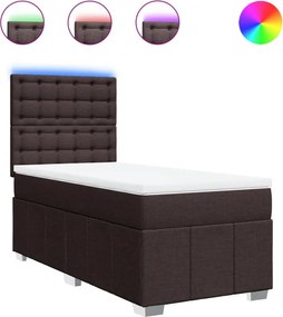 vidaXL Κρεβάτι Boxspring με Στρώμα Σκούρο Καφέ 100x200 εκ. Υφασμάτινο