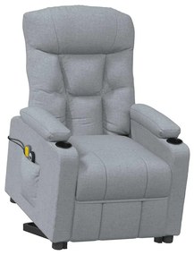 vidaXL Πολυθρόνα Μασάζ με Ανύψωση Ανοιχτό Γκρι Υφασμάτινη