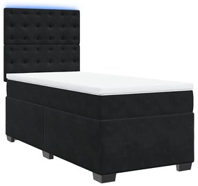 vidaXL Κρεβάτι Boxspring με Στρώμα Μαύρο 90x190 εκ. Βελούδινο