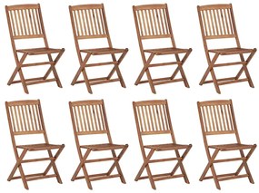 vidaXL Καρέκλες Εξ. Χώρου Πτυσσόμενες 8 τεμ. Ξύλο Ακακίας &amp; Μαξιλάρια