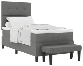vidaXL Κρεβάτι Box Spring με Στρώμα & Πάγκο Σκούρου Γκρι 100x200 cm Υφασμάτινο