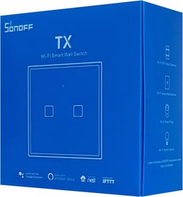 SONOFF smart διακόπτης ΤΧ-T3EU2C, αφής, Wi-Fi, διπλός, μαύρος