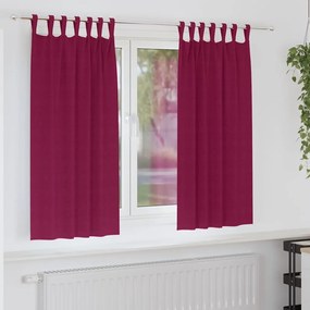 vidaXL Κουρτίνες Μαύρης Ύφανσης με Δαχτυλίδια 2 pcs Κόκκινο