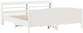 vidaXL Σκελετός Κρεβ. Χωρίς Στρώμα Λευκό 180x200 εκ Μασίφ Πεύκο