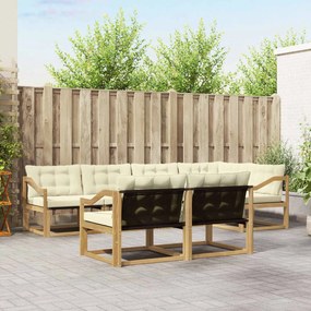 vidaXL Σειρά Καναπέ Εξωτερικού με μαξιλάρι 7 pcs Λευκό και Κρεμ