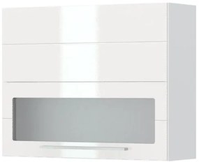 Ντουλάπι κρεμαστό Hudson V7-90-1K1SP με βιτρίνα-Λευκό - Λευκό γυαλιστερό - 90.00Χ32.00Χ72.00cm