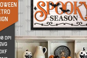 Σετ των 2 Intra απο ξύλο plywood 3mm-4mm πάχος 3D Halloween Retro Sign Cut Δίασταση 15x15 cm INTRAFABR-105569272