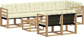 vidaXL Σειρά Καναπέ Εξωτερικού με μαξιλάρι 9 pcs Λευκό και Κρεμ