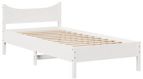 vidaXL Πλαίσιο Κρεβατιού Κεφαλάρι Λευκό 75x190εκ. Μασίφ Πεύκο