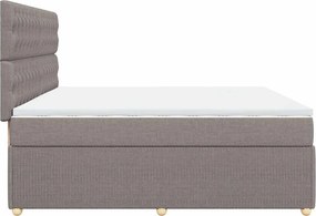 vidaXL Κρεβάτι Boxspring με Στρώμα Taupe 200x200 εκ. Υφασμάτινο