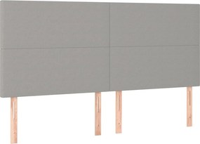 vidaXL Κρεβάτι Boxspring με Στρώμα Ανοιχτό Γκρι 200x200 εκ. Υφασμάτινο