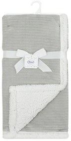 Κουβέρτα Fleece Αγκαλιάς (75x100) Με Γουνάκι Dimcol Ριγέ Grey