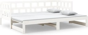 vidaXL Καναπές Κρεβάτι Συρόμενος Λευκός 2x(90x200) εκ. από Μασίφ Πεύκο