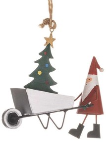 Στολίδι Άγιος Βασίλης Με Καροτσάκι SH8412 10cm Multi