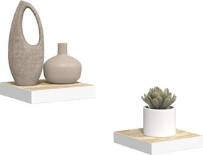 vidaXL Ράφια Τοίχου 2 τεμ. Δρυς και Άσπρο 23x23,5x3,8 εκ. MDF