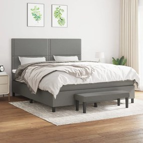 vidaXL Κρεβάτι Boxspring με Στρώμα Σκούρο Γκρι 180x200 εκ Υφασμάτιν