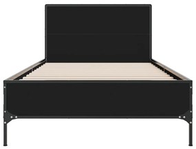 vidaXL Πλαίσιο Κρεβατιού Μαύρο 90 x 200 εκ. Επεξ. Ξύλο &amp; Μέταλλο