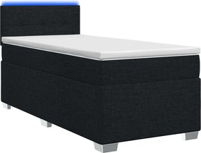 vidaXL Κρεβάτι Box Spring με Στρώμα και LED Μαύρο 80 x 200 cm Ύφασμα