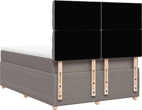 vidaXL Κρεβάτι Boxspring με Στρώμα Taupe 140x200 εκ. Υφασμάτινο
