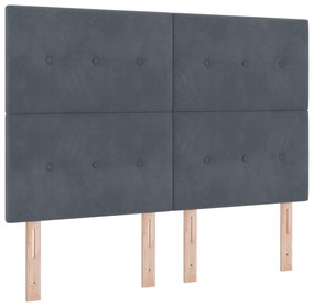vidaXL Κρεβάτι με Στρώμα & LED Σκούρο Γκρι 160x200 εκ Βελούδο