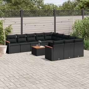 vidaXL Patio Sofa Set 12-θέσια Black