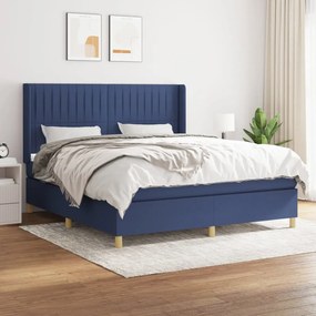 Κρεβάτι Boxspring με Στρώμα Μπλε 180x200 εκ. Υφασμάτινο