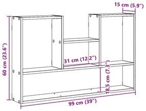 Ραφιέρα Τοίχου Γκρι Σκυροδέματος 99x15x60 εκ. από Επεξ. Ξύλο - Γκρι