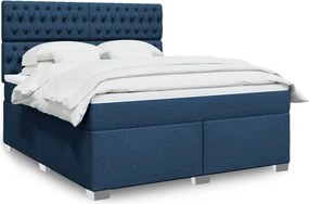 vidaXL Κρεβάτι Boxspring με Στρώμα Μπλε 180x200 εκ. Υφασμάτινο