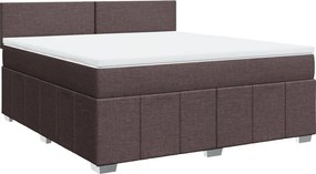 vidaXL Κρεβάτι Boxspring με Στρώμα Σκούρο Καφέ 180x200 εκ Υφασμάτινο