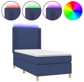 vidaXL Κρεβάτι Boxspring με Στρώμα &amp; LED Μπλε 80x200 εκ. Υφασμάτινο