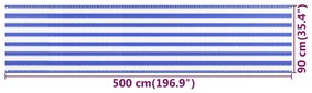 Διαχωριστικό Βεράντας Μπλε / Λευκό 90x500 εκ. από HDPE - Πολύχρωμο