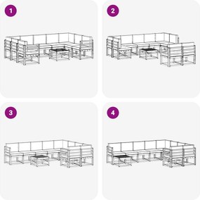 vidaXL Σειρά Καναπέ Εξωτερικού 10 τμχ. Λευκό και Μπεζ Πολυεστέρας