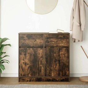 Συρταριέρα με Συρτάρια Καπνιστή Δρυς 80x34x76 εκ. Επεξ. Ξύλο - Καφέ
