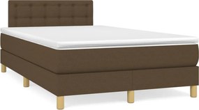 vidaXL Κρεβάτι Boxspring με Στρώμα Σκούρο Καφέ 120x200 εκ. Υφασμάτινο