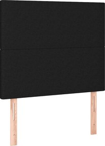 vidaXL Κρεβάτι Boxspring με Στρώμα &amp; LED Μαύρο 100x200 εκ. Υφασμάτινο