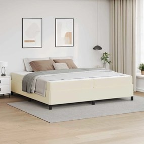 vidaXL Σκελετός κρεβατιού με στρώμα Κρεμ 200 x 200 cm Τεχνητό δέρμα